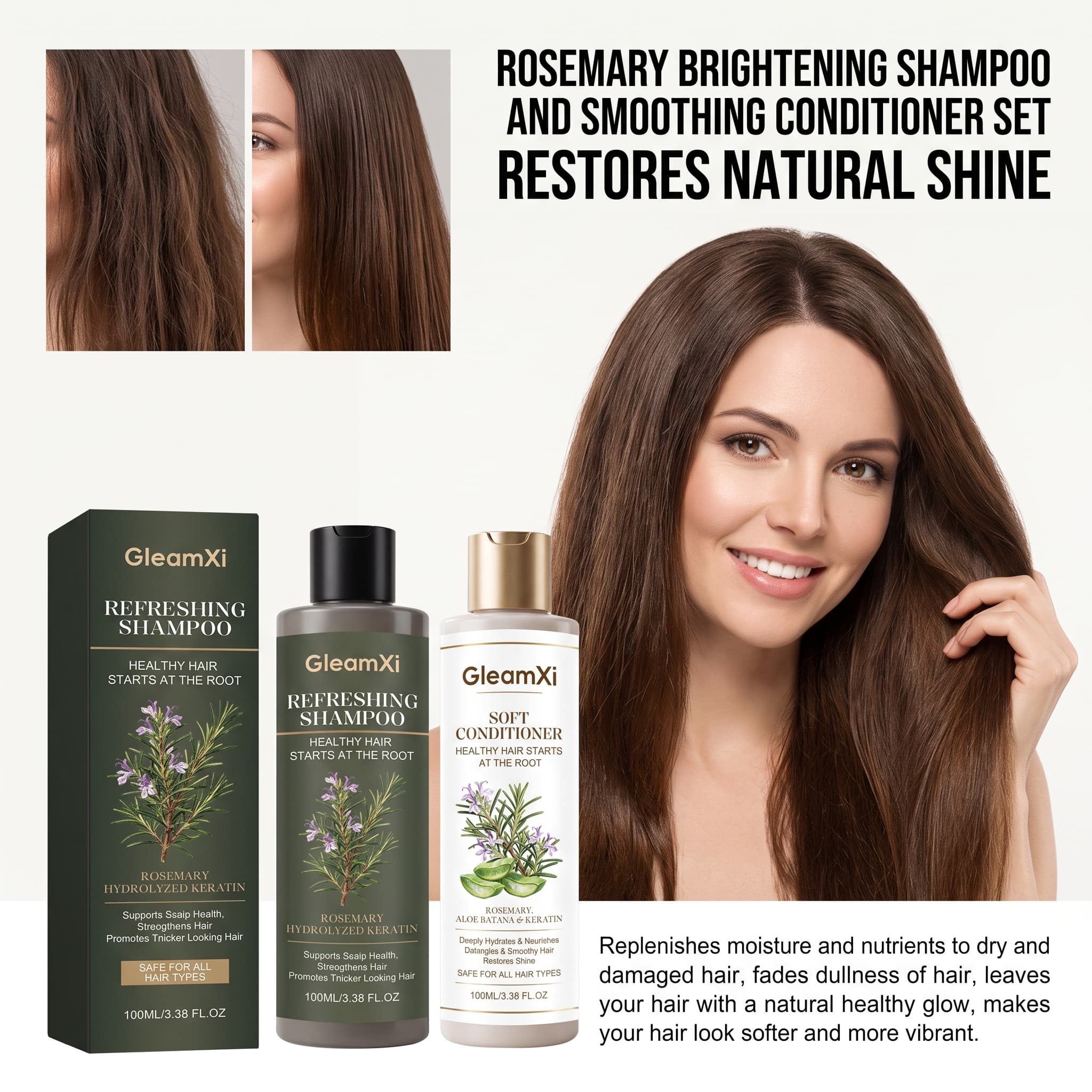 Hair Care Keratin Shampoo - Conjunto de Shampoo e Condicionador de
