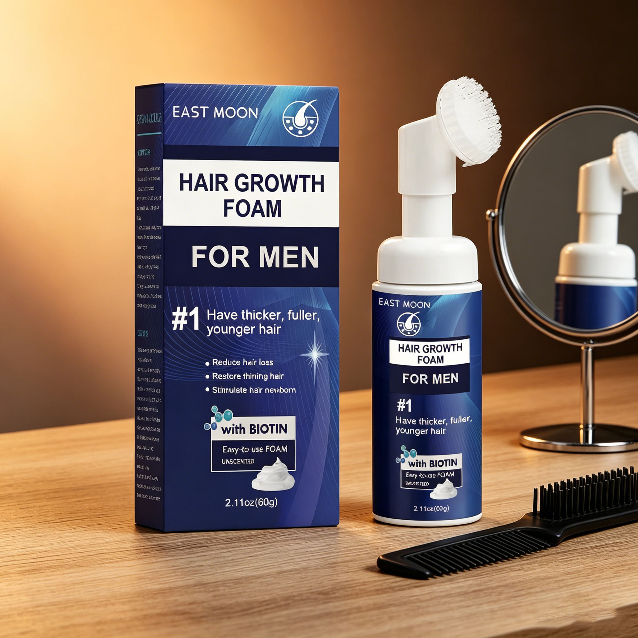 Hair Care For Hair Loss - Espuma para Crescimento Capilar com Escova