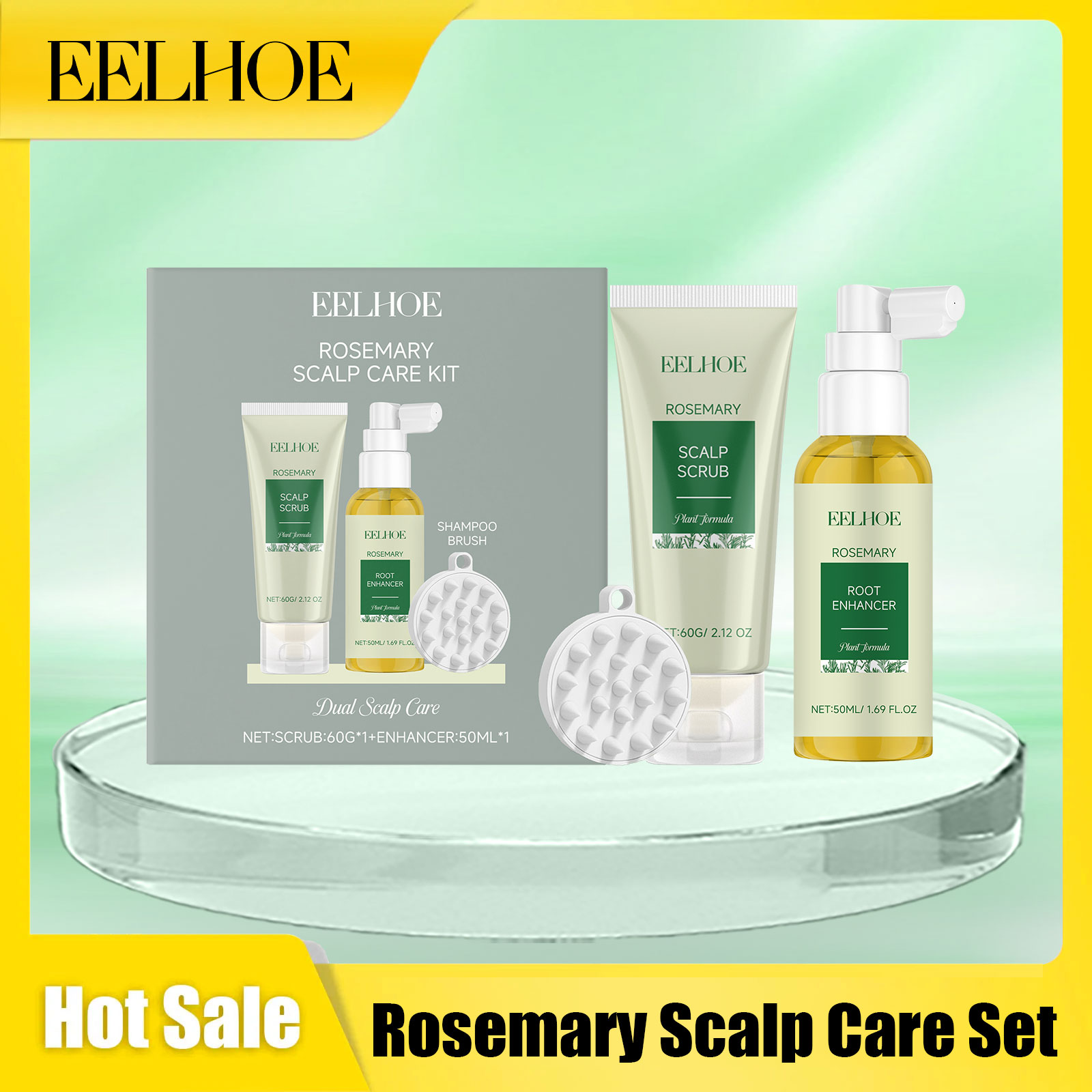 Rosemary Hair Oil - Conjunto Eelhoe Rosemary para Cuidado do