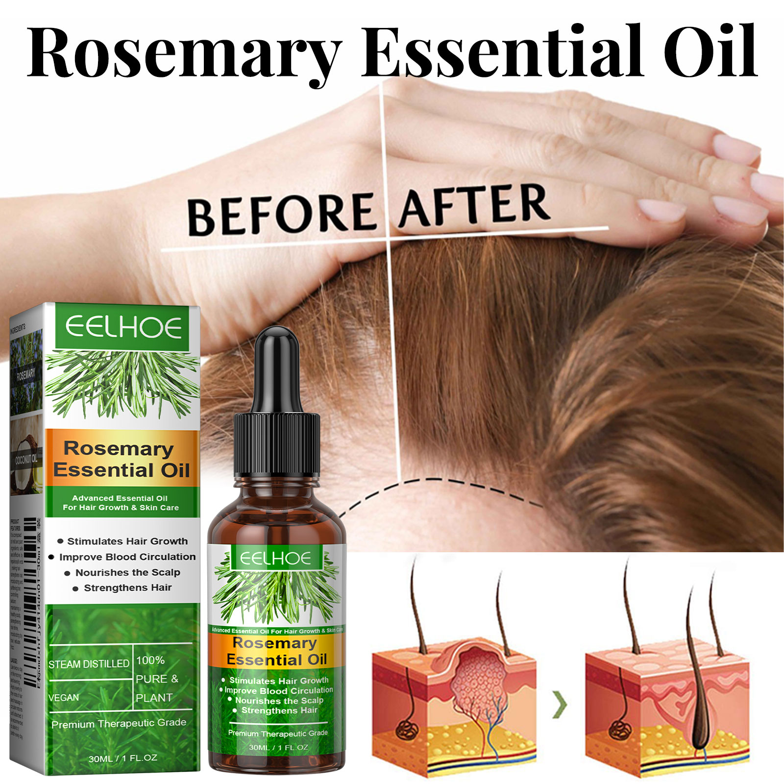Soro de crescimento capilar, c - Hair Care Fragrance Essential Oil avaliação e preço